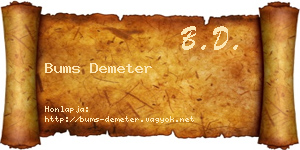 Bums Demeter névjegykártya
